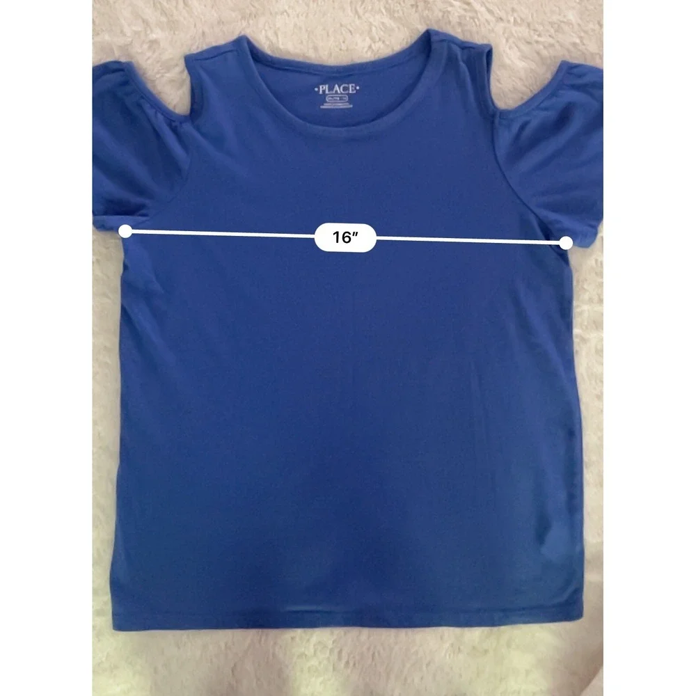 The Children's Place Cold Shoulder Top Cotton Blend Casual Blue Size XL 14